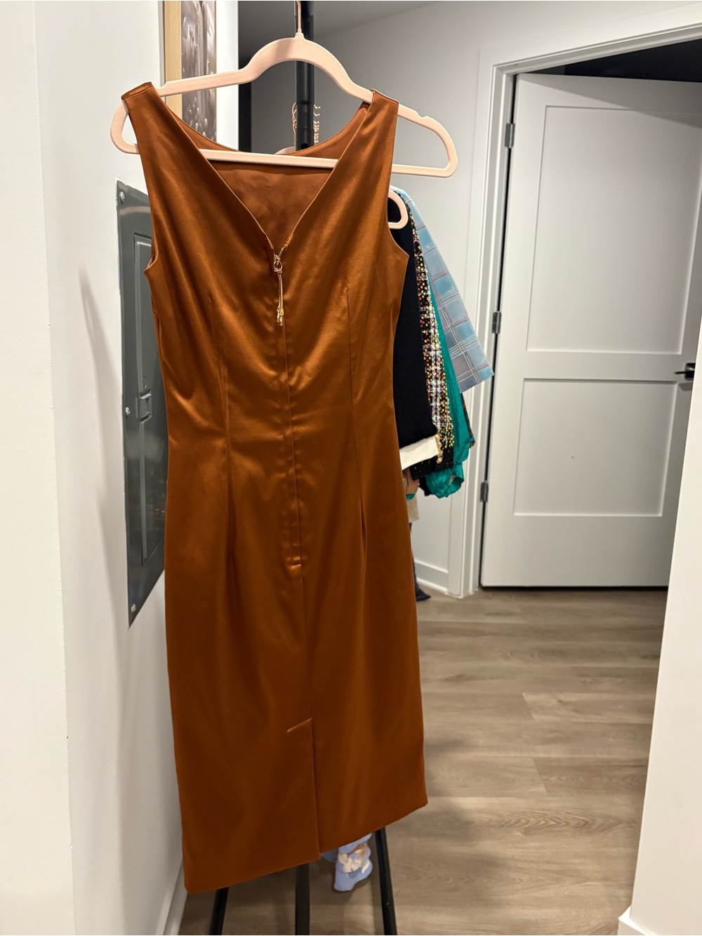 Dolce & Gabbana Copper Satin Midi Dress bodycon - Picture 3 of 8